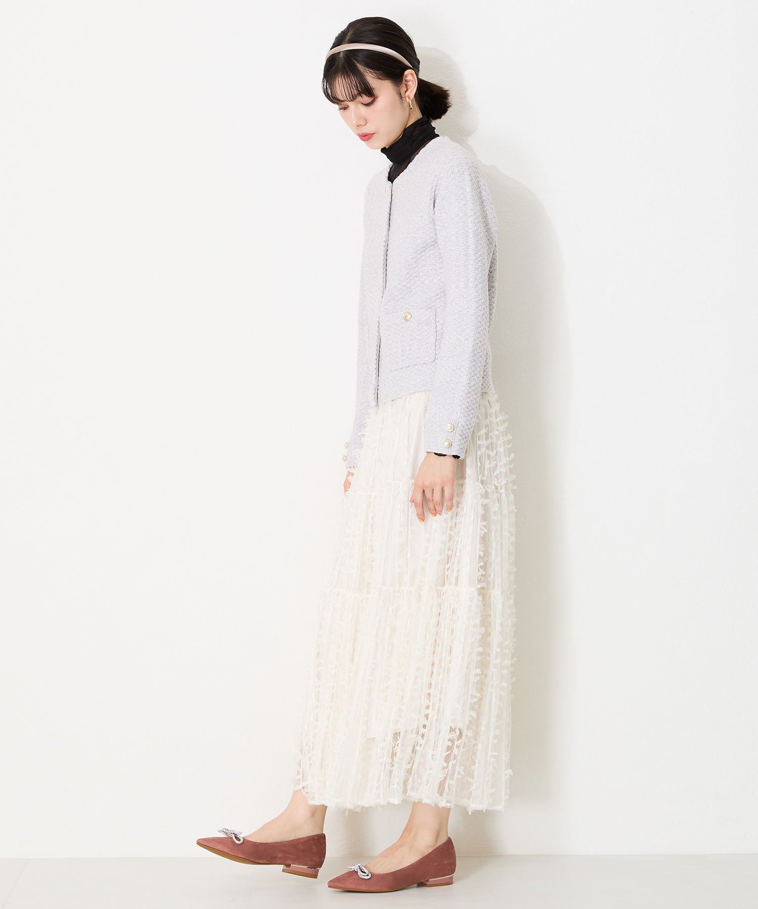 【WEB限定】ビジューリボンフラットパンプス/41310