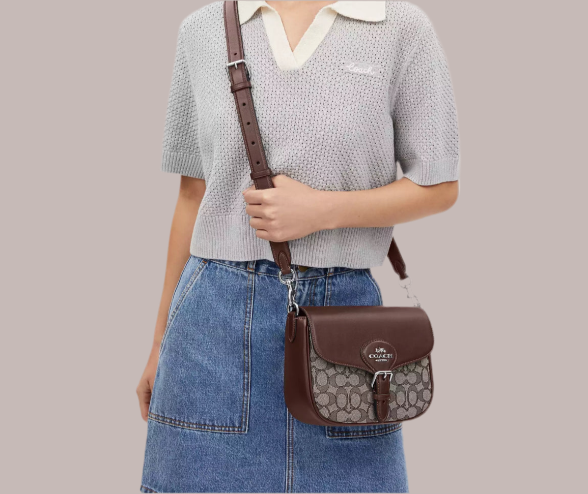 コーチ アメリア サドルバッグ CU998 シグネチャー ジャカード＆レザー